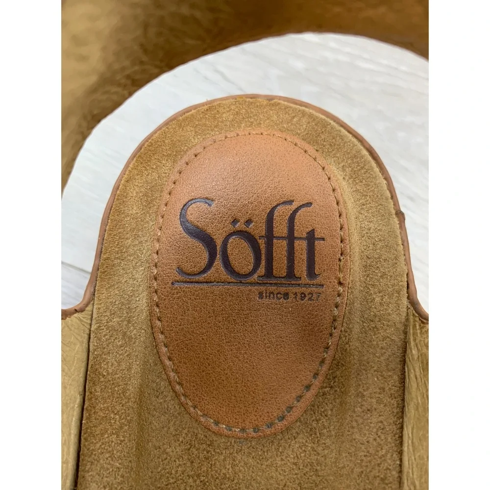 Sofft Women's 7.5 Brown Gold Metallic Leather Buckle Ankle Strap Sandals Shoes